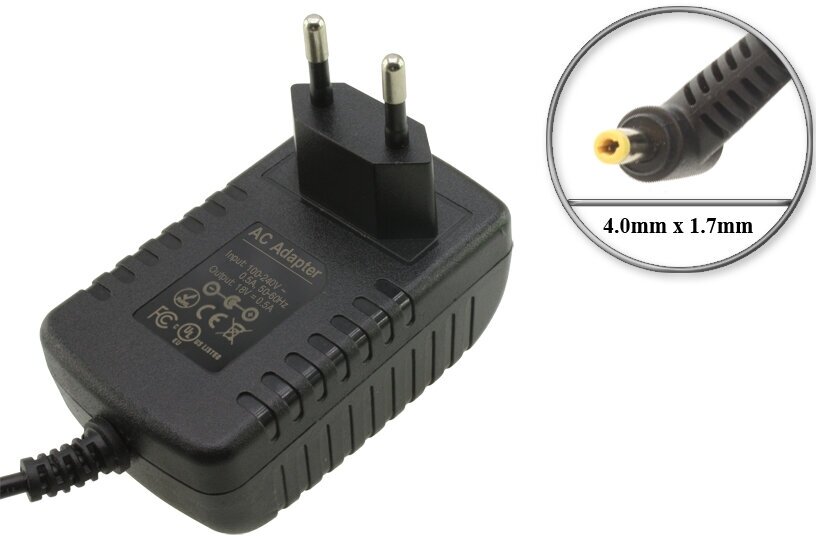 Адаптер (блок) питания 18.2V, 0.21A (18V, 0.5A), 4.0mm x 1.7mm (HKA-18221, 90500856, PNA-18221WR), зарядное устройство для шуруповерта Black and Decker - фотография № 1