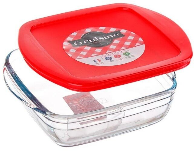 Блюдо для запекания и выпечки с крышкой O CUISINE 20x17x5.5см квадратное PYREX 211PC00/1046 - фото №7