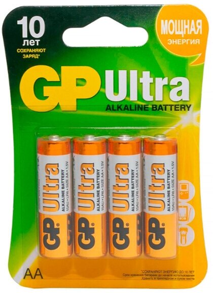 Батарейка AA - GP Ultra Alkaline 15А 15AU-CR4 Ultra 40/160 (4 штуки)