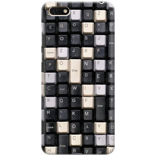 фото Re:pa накладка transparent для huawei y5 prime (2018) / y5 (2018) / honor 7a / 7s с принтом "черно-белые клавиши"