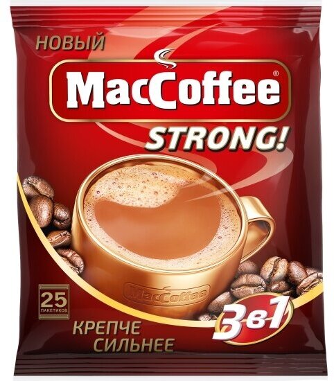 Кофейный напиток Maccoffee Стронг 3 в 1 растворимый 25 шт