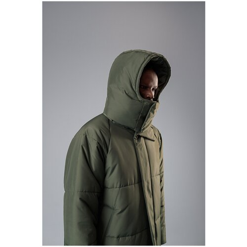  куртка ZNWR зимняя, силуэт свободный, мембранная, капюшон, быстросохнущая, размер L, зеленый