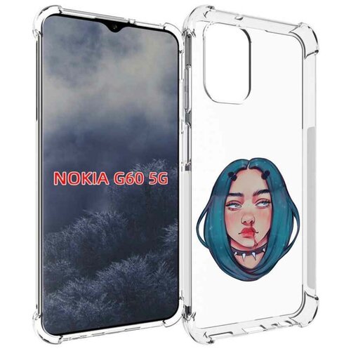 Чехол MyPads грустная-девушка-с-синими-волосами для Nokia G60 5G задняя-панель-накладка-бампер