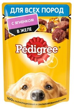 Pedigree Паучи для взрослых собак всех пород с ягненком в желе 85г 10222591 0,085 кг 43500 (10 шт)