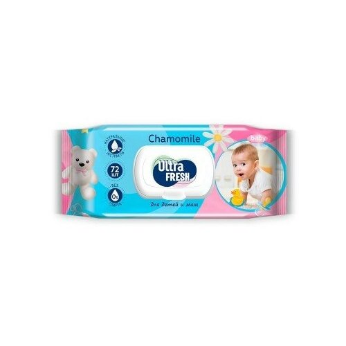 Ultra Fresh 72 шт Baby Влажные салфетки для детей и мам с клапаном салфетки влажные ultra fresh antibacteriall 72