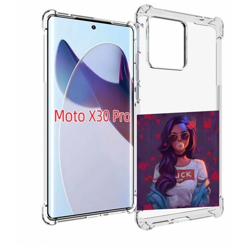 Чехол MyPads девушка-с-жвачкой женской для Motorola Moto X30 Pro задняя-панель-накладка-бампер