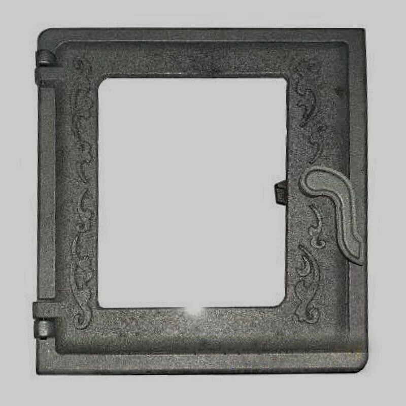 фото Дверца топочная печная чугунная со стеклом ДТ-4 , 295х270 мм, обеспечивающая доступ к топке печи для закладывания дров или угля