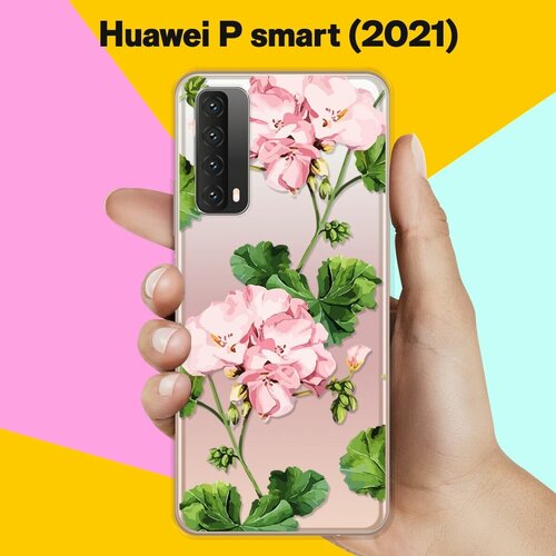 силиконовый чехол цветы оранжевые на huawei p smart 2021 Силиконовый чехол Розовые цветы на Huawei P Smart 2021