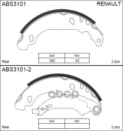 Колодки Торм. Барабан. Renault Logan 04-15, Clio 1990-14, Sandero 07-13, Symbol 08-14 ALLIED NIPPON арт. ABS3101