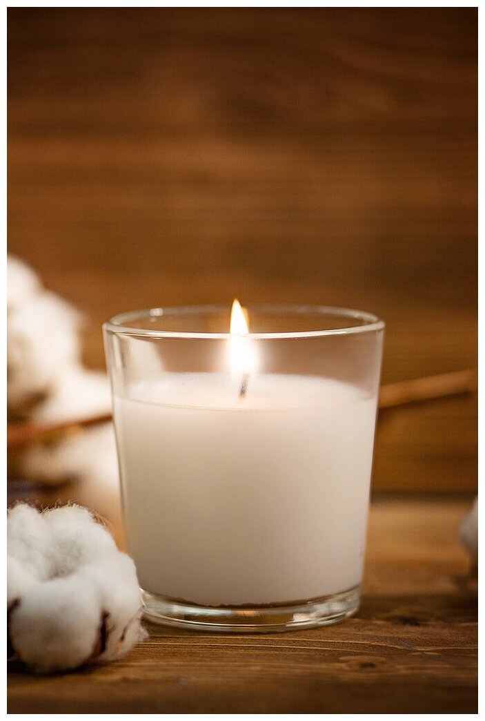 Ароматическая свеча в стакане"Индокитай" с ароматом хлопок