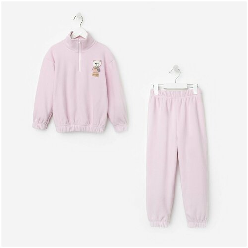 костюм детский худи брюки minaku цвет бежевый рост 134 см Комплект одежды Minaku, размер 68-74, фиолетовый