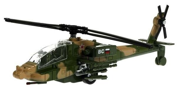 Модель Технопарк Вертолет Апач, инерционный, свет, звук 1201С109-R
