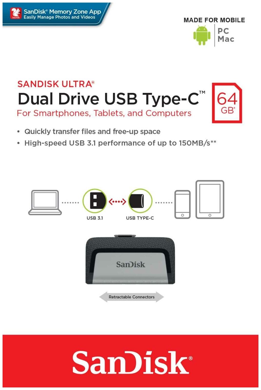 Флешка SanDisk Ultra Dual Drive USB Type-C