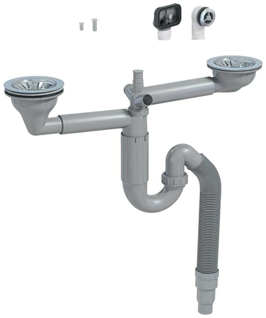 Cифон для кухонной мойки PREVEX универсальный PL2-D9CF5-SANT-01