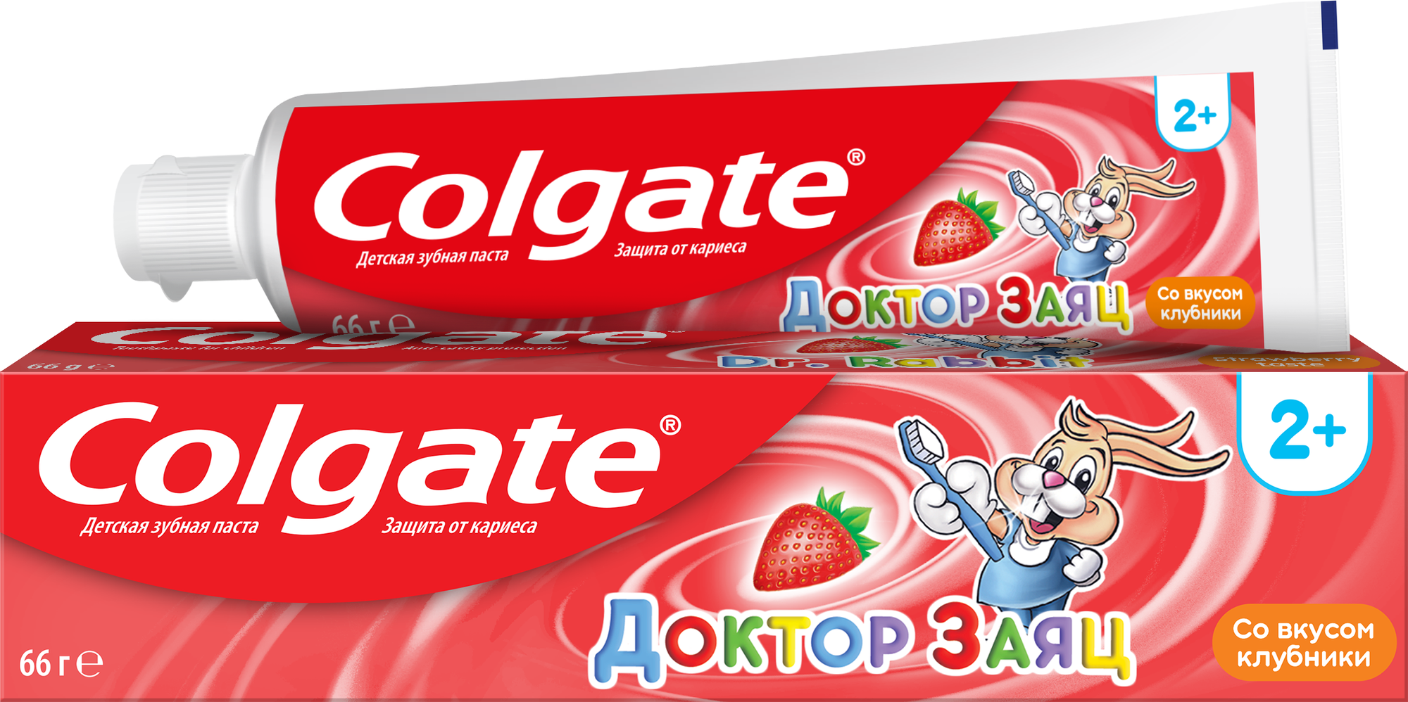 Зубная паста Colgate Доктор Заяц со вкусом клубники 2+, 50 мл