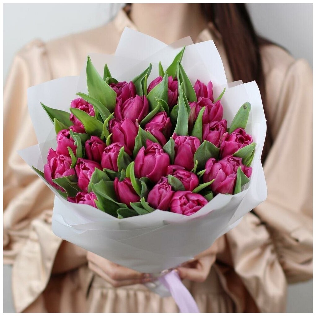 25 пионовидных тюльпанов дабл принцесс. Букет 370 Kimbirly Flowers
