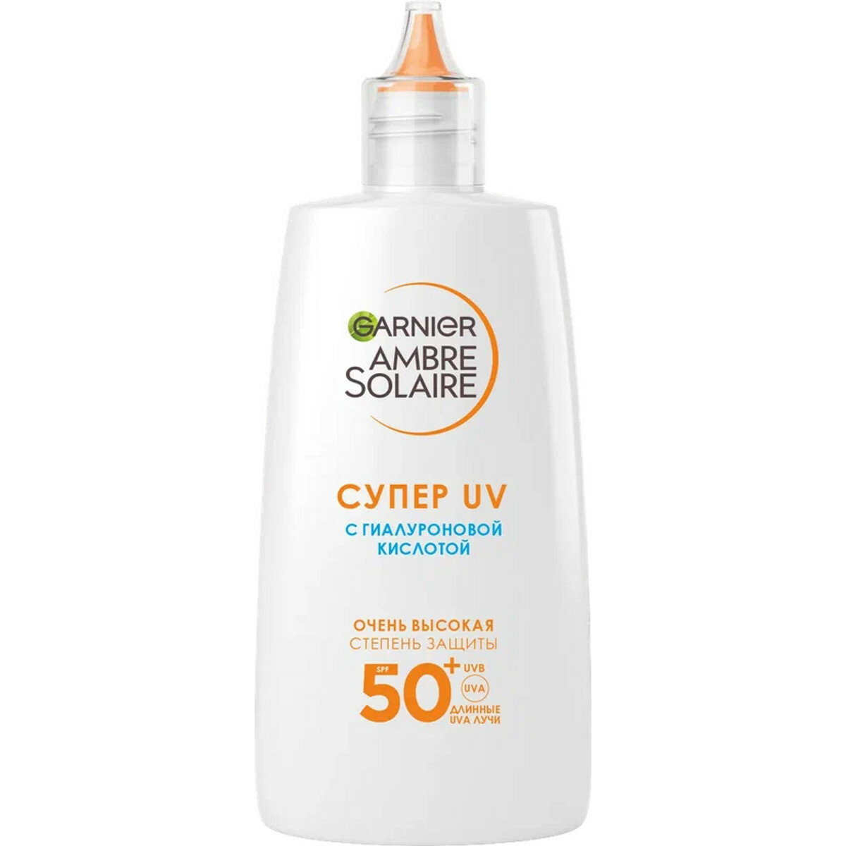 GARNIER увлажняющий солнцезащитный флюид с гиалуроновой кислотой Ambre Solaire Супер UV SPF 50+, 40 мл