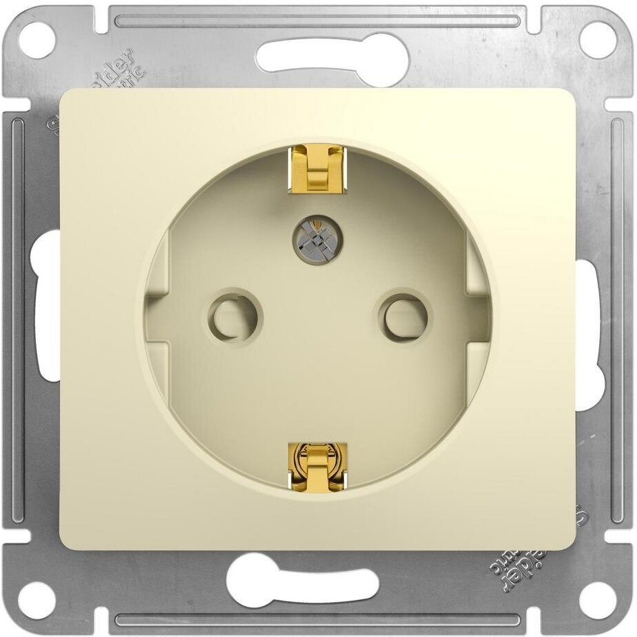 Бежевая Розетка с/з со шторками Glossa Schneider Electric (комплект 4шт)