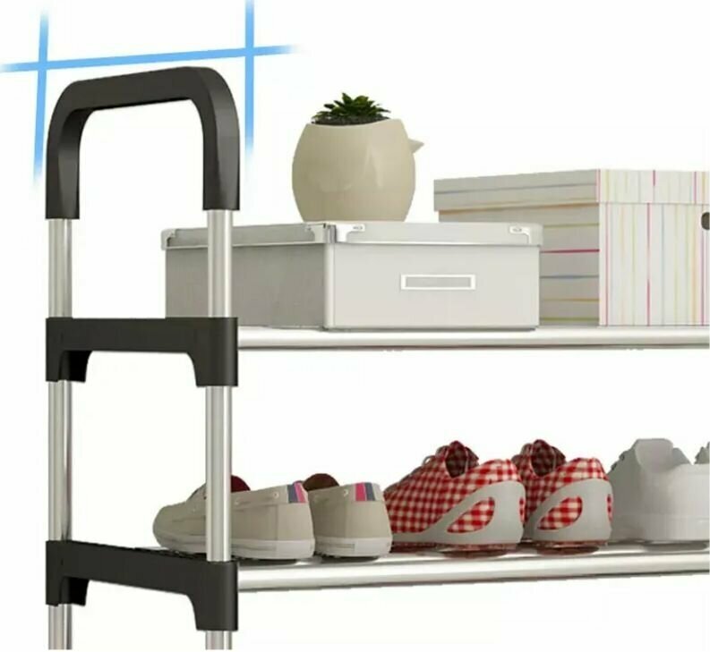 Этажерка для обуви, Обувница Easy-to-assemble shoe rack, Металл, ABS пластик, 57х28х86 см - фотография № 3