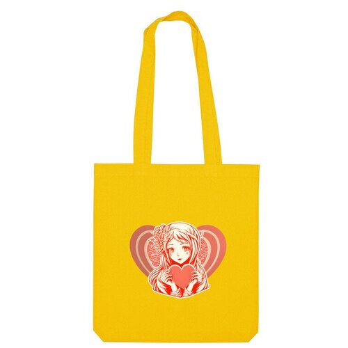 Сумка шоппер Us Basic, желтый сумка девушка с сердцем зеленое яблоко