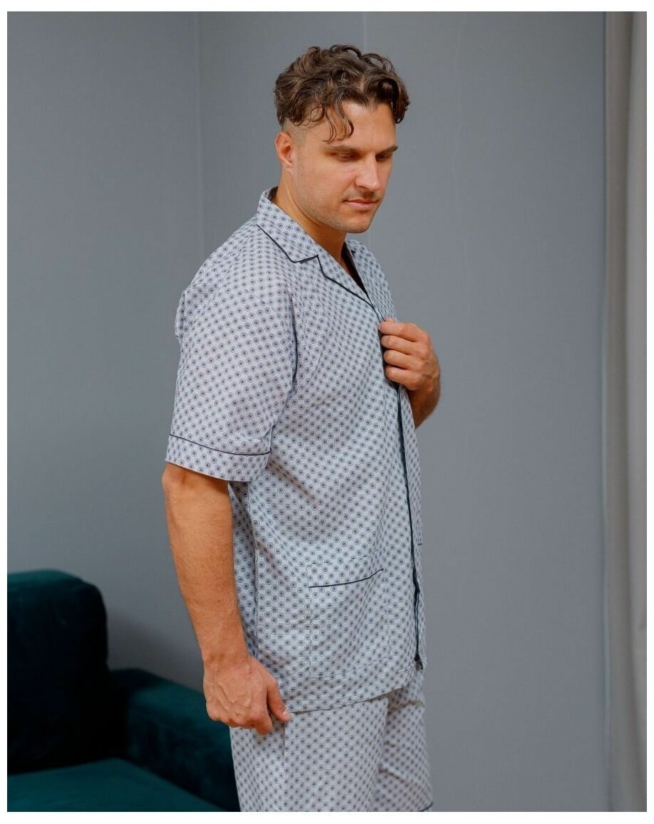 Пижама мужская с шортами и рубашкой на пуговицах хлопок_размер48 - фотография № 10