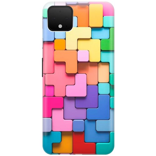 фото Ультратонкий силиконовый чехол-накладка для google pixel 4 с принтом "паттерн из блоков" gosso