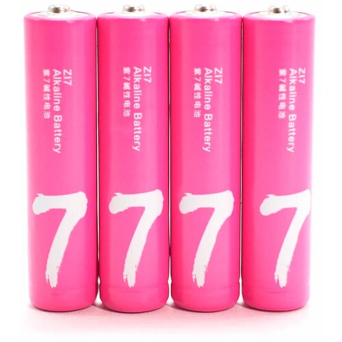 Батарейки алкалиновые ZMI Rainbow Zi7 типа AAA (уп. 4 шт) (Pink) батарейки алкалиновые xiaomi zmi rainbow z15aa z17aaa 12 12 шт цветные