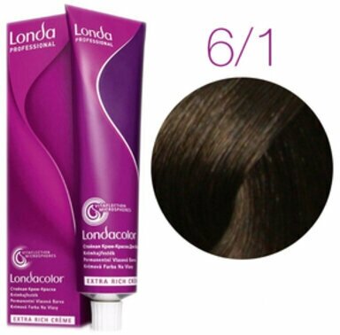 Londa Color стойкая крем-краска, 6/1 темный блонд пепельный, 60мл