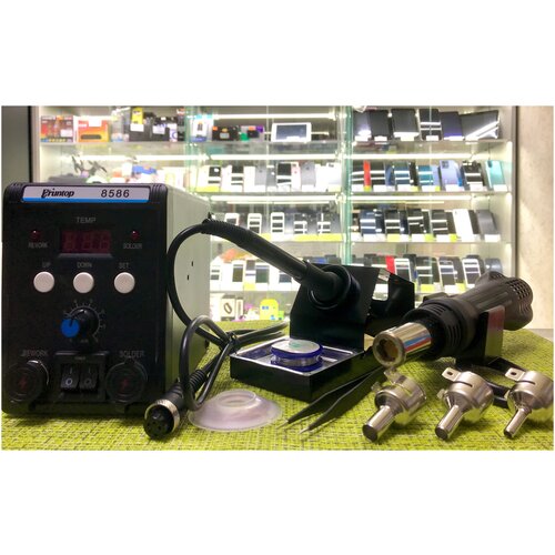 Паяльная станция Eruntop 8586 Black 2в1 с паяльником термо феном и цифровой индикацией 455000₽