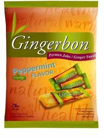 Конфеты имбирные мармеладные со вкусом мяты Ginger Sweets Peppermint Flavor Gingerbon 125 гр.