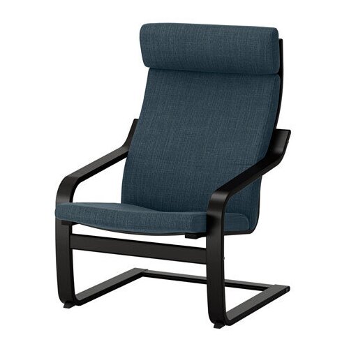 Кресло икеа поэнг ш*г*в 68*82*100 см обивка: шифтебу темно-синий, каркас: черно-коричневый шпон