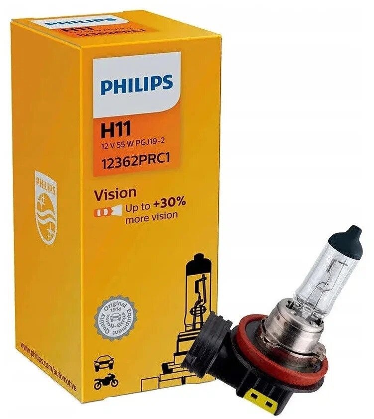 Лампа автомобильная галогенная Philips Vision 12362PRC1 H11 12V 55W PGJ19-2 1 шт.