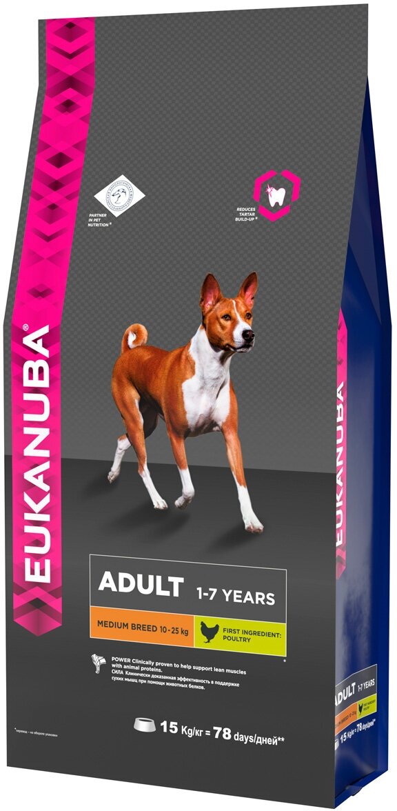 EUKANUBA ADULT MEDIUM BREED для взрослых собак средних пород (15 кг)