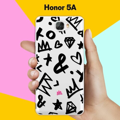 Силиконовый чехол на Honor 5A Узор черный / для Хонор 5А силиконовый чехол на honor 5a оранжевый узор для хонор 5а