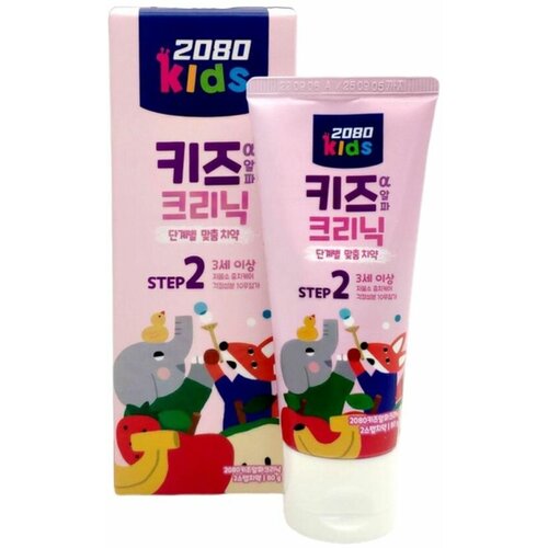 Зубная паста Dental Clinic 2080 Зубная паста для детей со вкусом клубники / Kids 2 Step Strawberry Scented Kongsooni Toothpaste (3-5 лет), 80 г