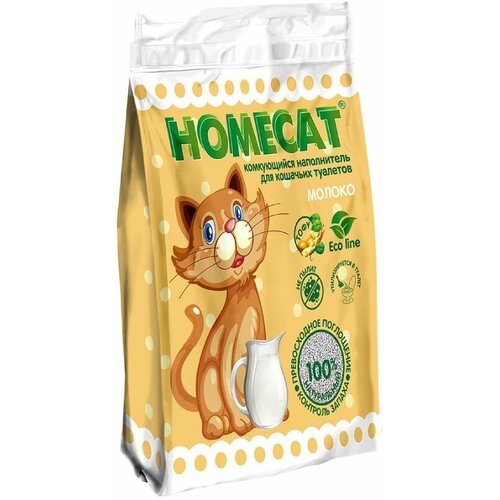 HOMECAT Ecoline Молоко 12 л комкующийся наполнитель для кошачьих туалетов с ароматом молока 3 шт