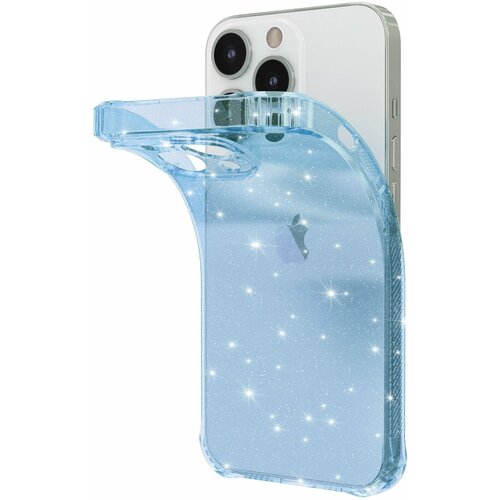 Чехол ONZO SPARKL для Apple iPhone 13 Pro, голубой прозрачный (серебряные блестки) чехол onzo sparkl для apple iphone 14 pro max фиолетовый прозрачный серебряные блестки