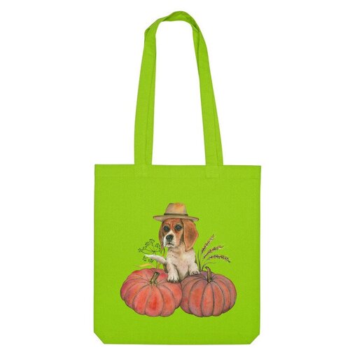 Сумка шоппер Us Basic, зеленый сумка бигль собака тыква огород фермер хэллоуин бежевый