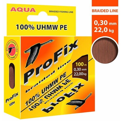Плетеный шнур AQUA ProFix 100m brown, d 0,30mm