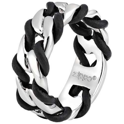 Кольцо плетеное Zippo, размер 22.3, серебряный, черный