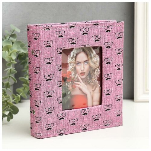 фото Фотоальбом на 80 фото 13х18 см + 1ф 10х15 см "усы и очки" микс кожзам 20х18х3,5 см mikimarket