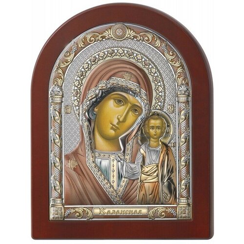 Икона Божией Матери Казанская 84124COL, 17х22 см, цвет: серебристый