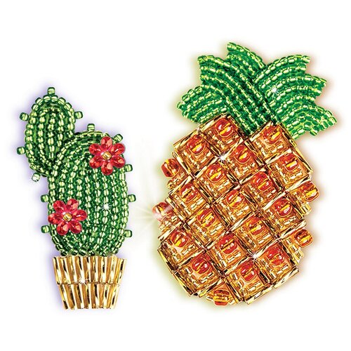 фото Клеvер набор для вышивания бисером модный патч ананас и кактус (аф 10-082)