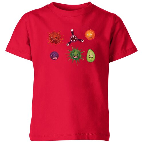 Детская футболка «Злые вирусы и бактерии» (140, темно-розовый)