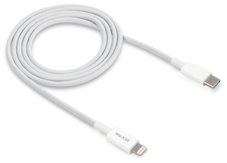 Кабель USB Type-C - Lightning WALKER С830 для Apple Iphone быстрый заряд 20W зарядное устройство на телефона шнур питания провод на айфон белый