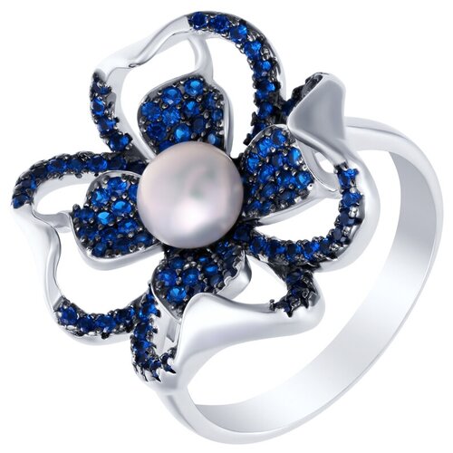 фото Element47 кольцо из серебра 925 пробы с кубическим цирконием и культивированным жемчугом sb0205-r_ko_wp_001_wg, размер 17