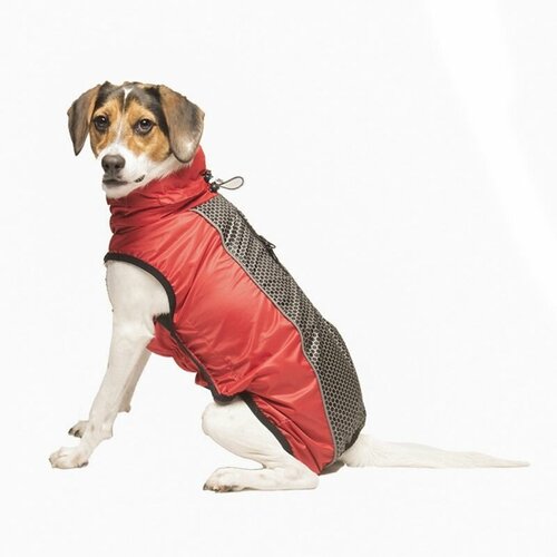 Плащ-дождевик DOG GONE Smart Нано светоотражающий, флисовая подкладка Hexagon jackets 45см, красный