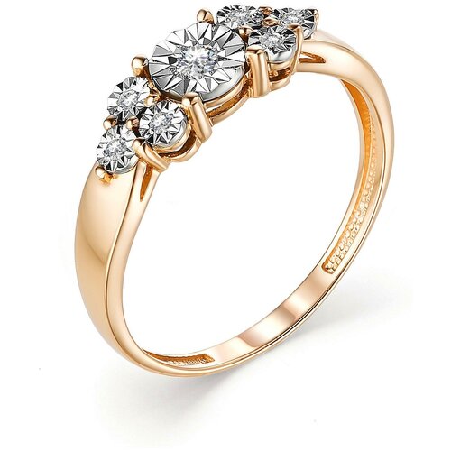 фото Алькор кольцо с 7 бриллиантами из красного золота 13254-100, размер 15.5