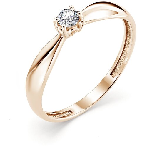 фото Алькор кольцо с 1 бриллиантом из красного золота 12830-100, размер 16.5