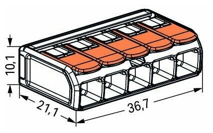 Клемма 5-проводная 0.5-6мм2 221-615. 221-615 WAGO